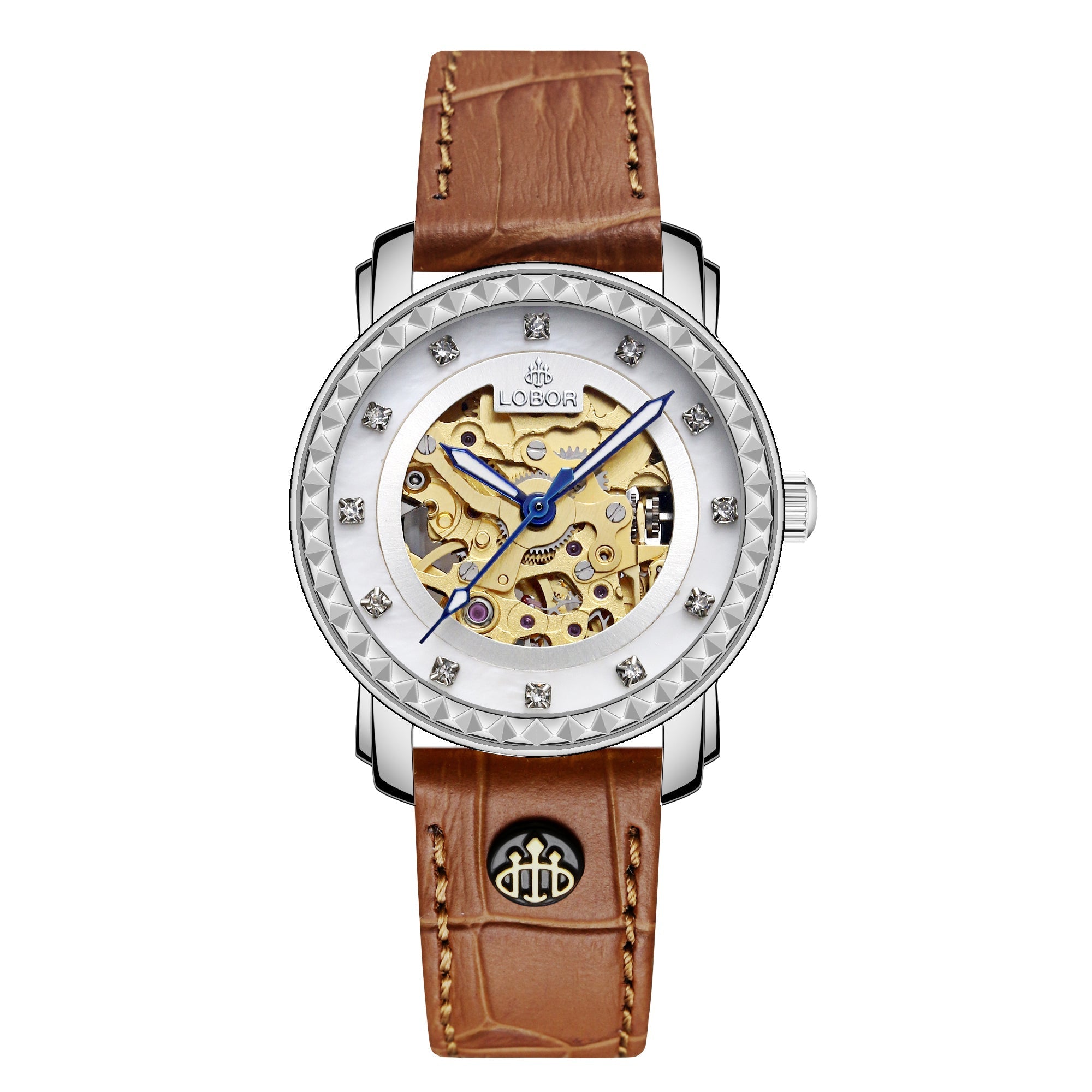 Brown skeleton automatic watches for women
