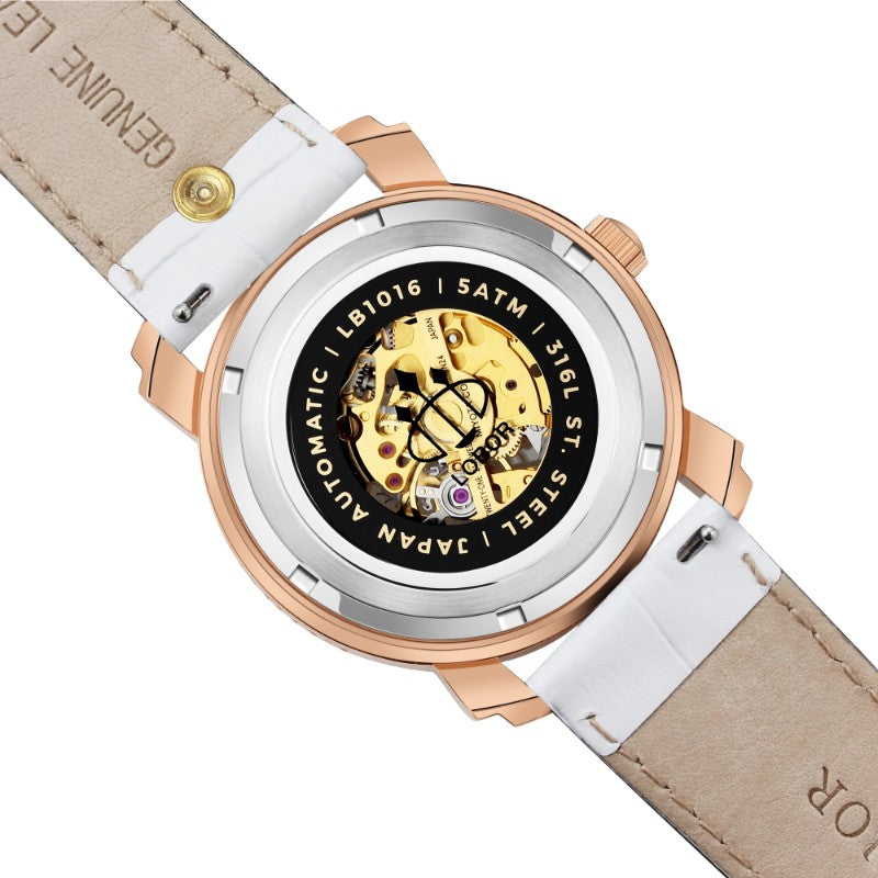 White skeleton automatic watches