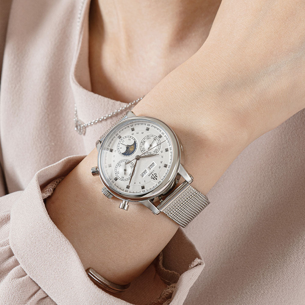 Silver moonphase watch for women