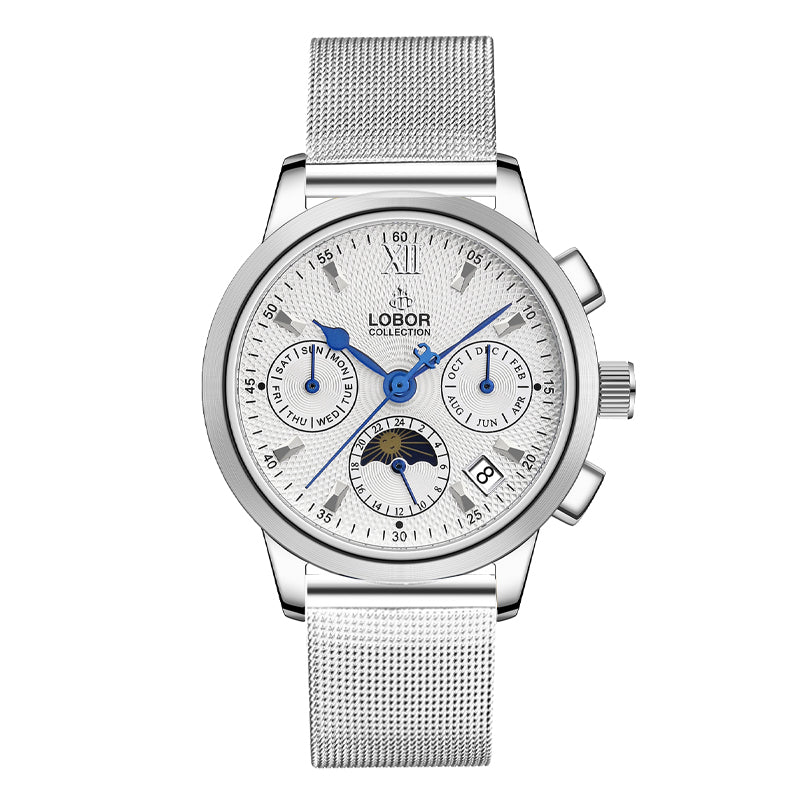 Cellini Des Voeux Mesh Silver 34mm | Multi-functional Moonphase ...